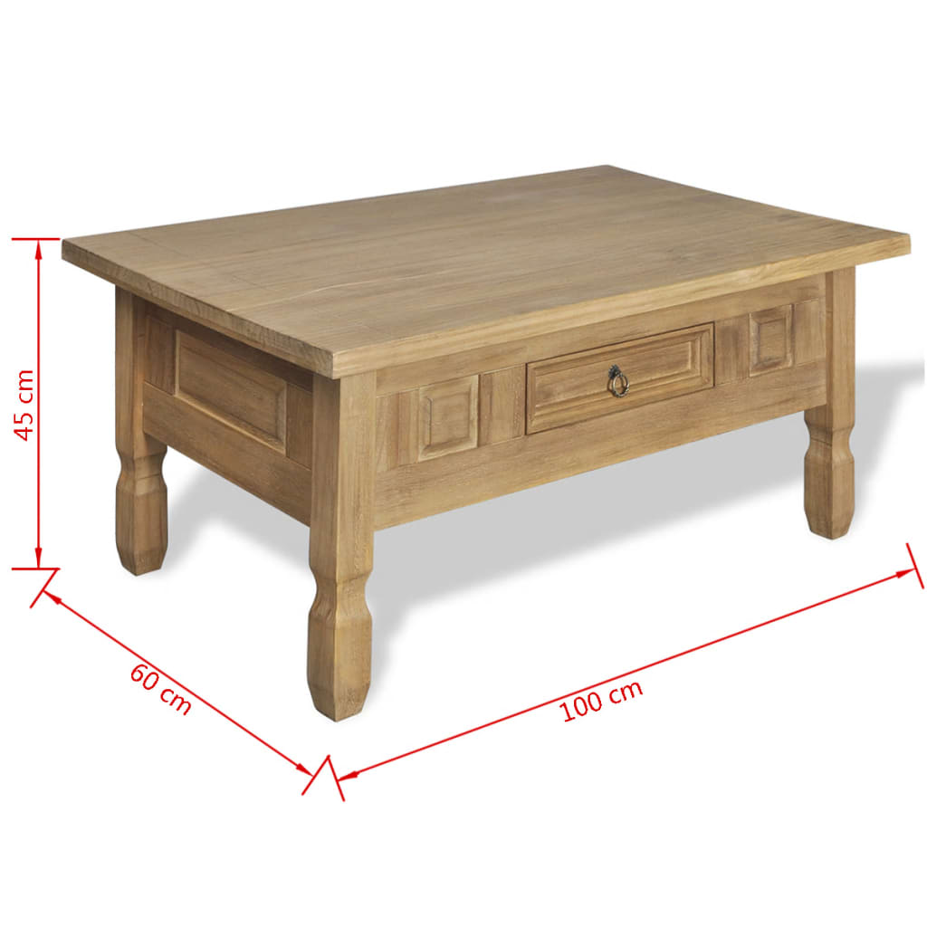 vidaXL Konferenční stolek se zásuvkou Mexico borové dřevo