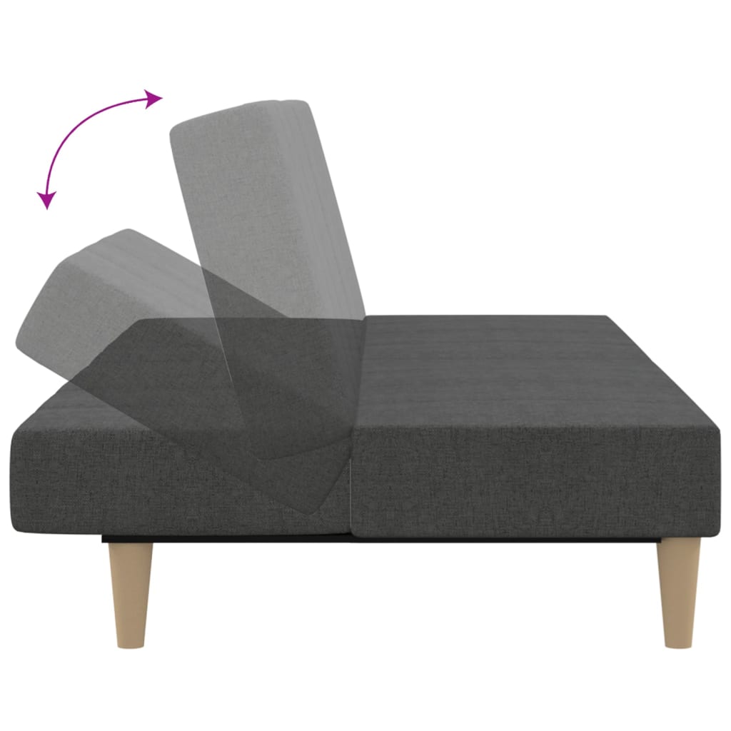vidaXL 2místná rozkládací pohovka se stoličkou tmavě šedá textil