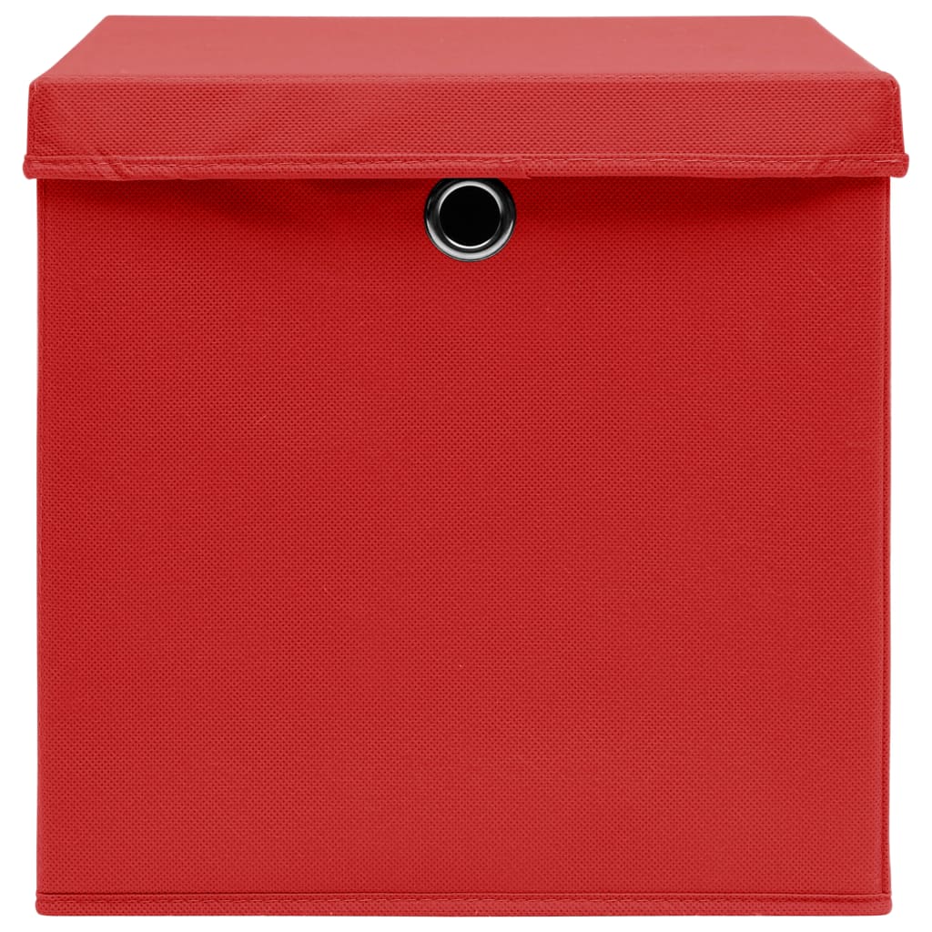 vidaXL Úložné boxy s víky 4 ks červené 32 x 32 x 32 cm textil