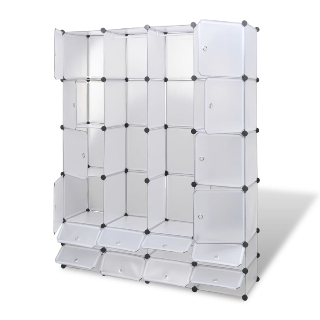 vidaXL Modulární skříň s 18 přihrádkami bílá 37 x 146 x 180,5 cm