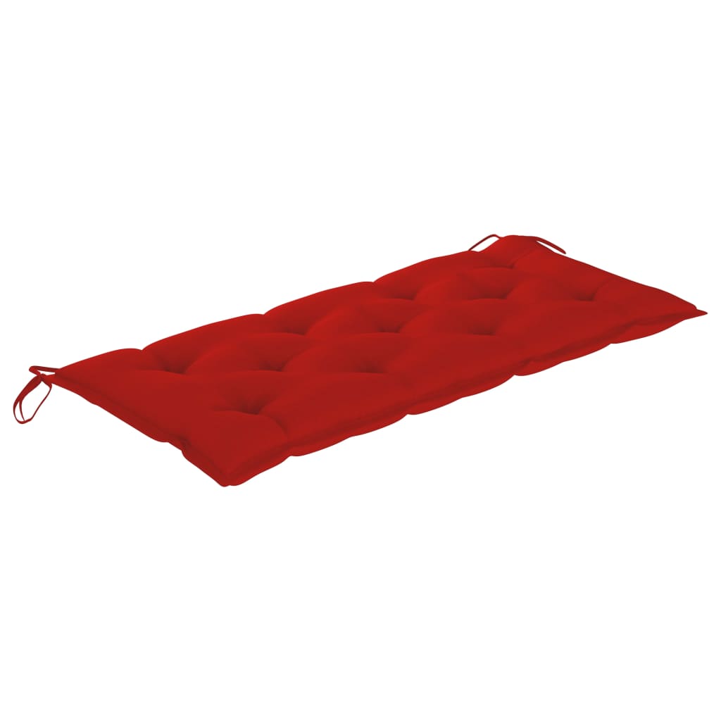 vidaXL Houpačka s červenou poduškou 120 cm masivní teak
