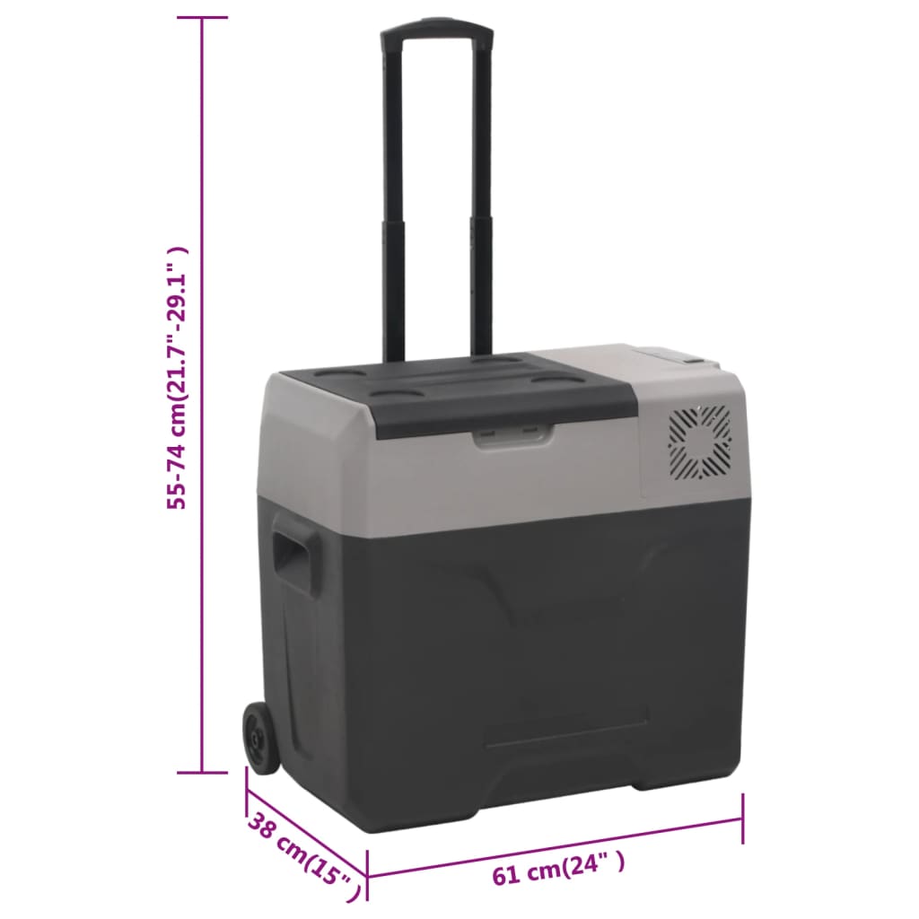 vidaXL Chladicí box s kolečky a adaptérem černý a šedý 50 l PP