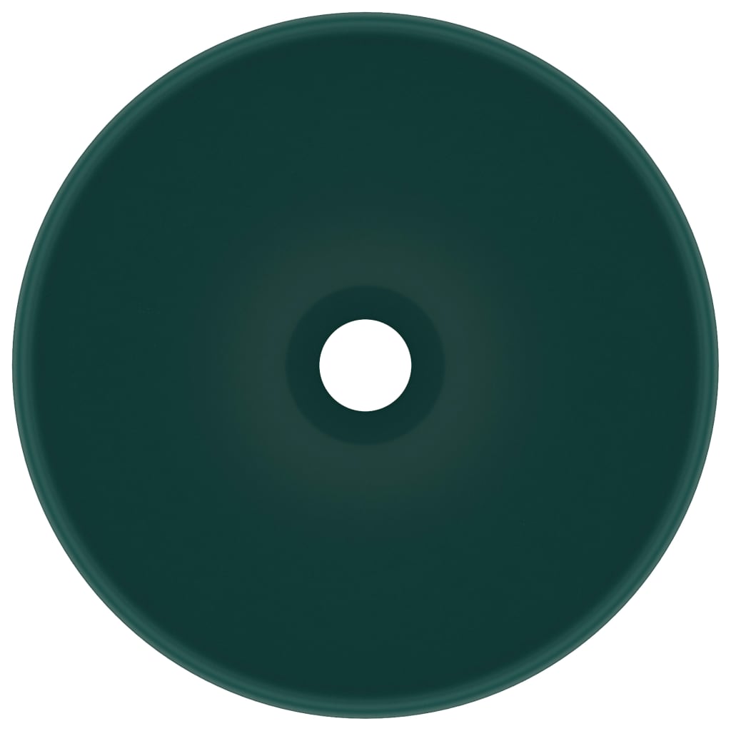 vidaXL Luxusní umyvadlo kulaté matné tmavě zelené 32,5x14 cm keramické