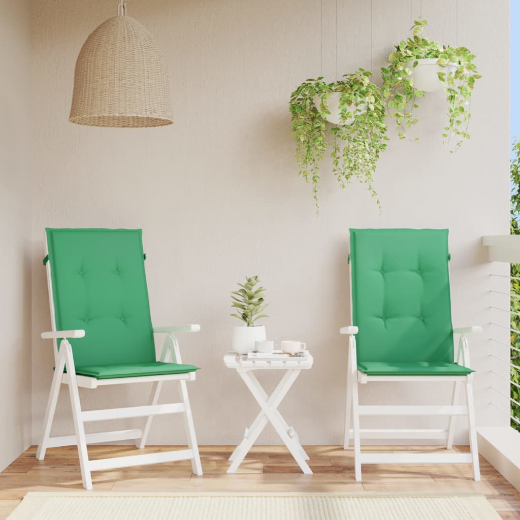 vidaXL Podušky na židli vysoké opěradlo 2 ks zelené 120x50x3 cm textil