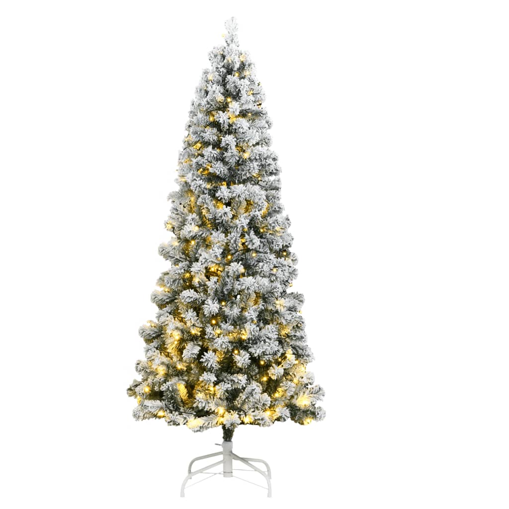 vidaXL Umělý sklápěcí vánoční stromek s 300 LED zasněžený 240 cm