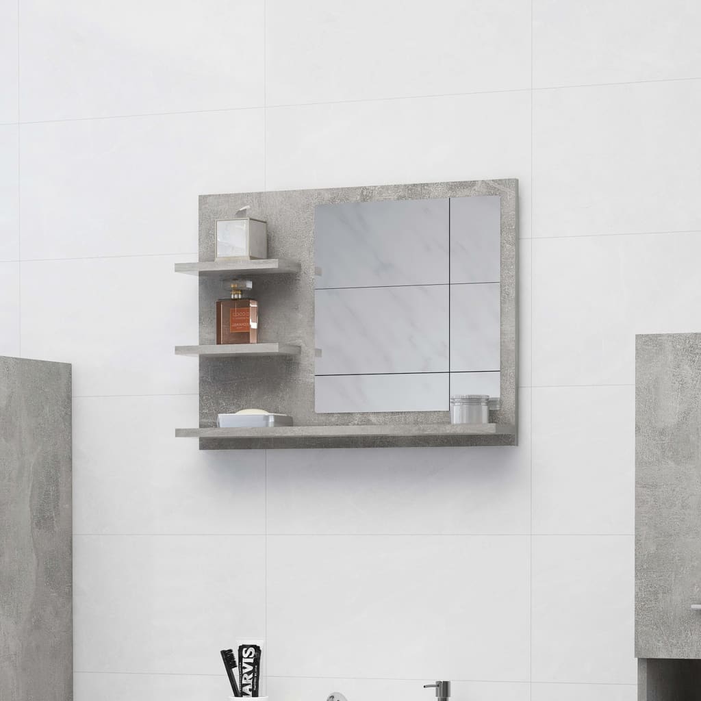 vidaXL Koupelnové zrcadlo betonově šedé 60 x 10,5 x 45 cm dřevotříska