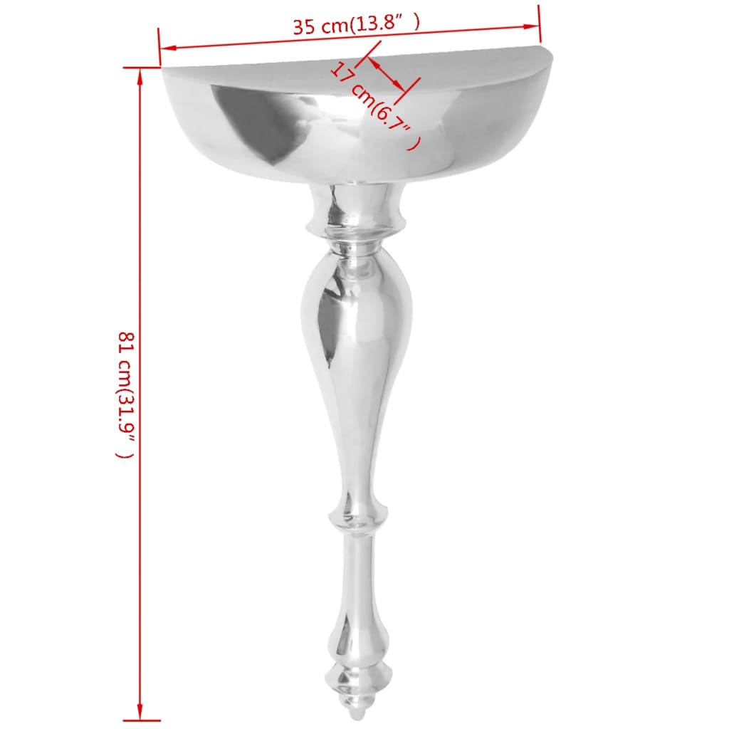 vidaXL Police/nástěnný konzolový stolek, hliník stříbrná 35x17x81 cm