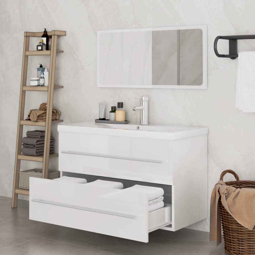 vidaXL 3dílná sada koupelnového nábytku bílá s vysokým leskem