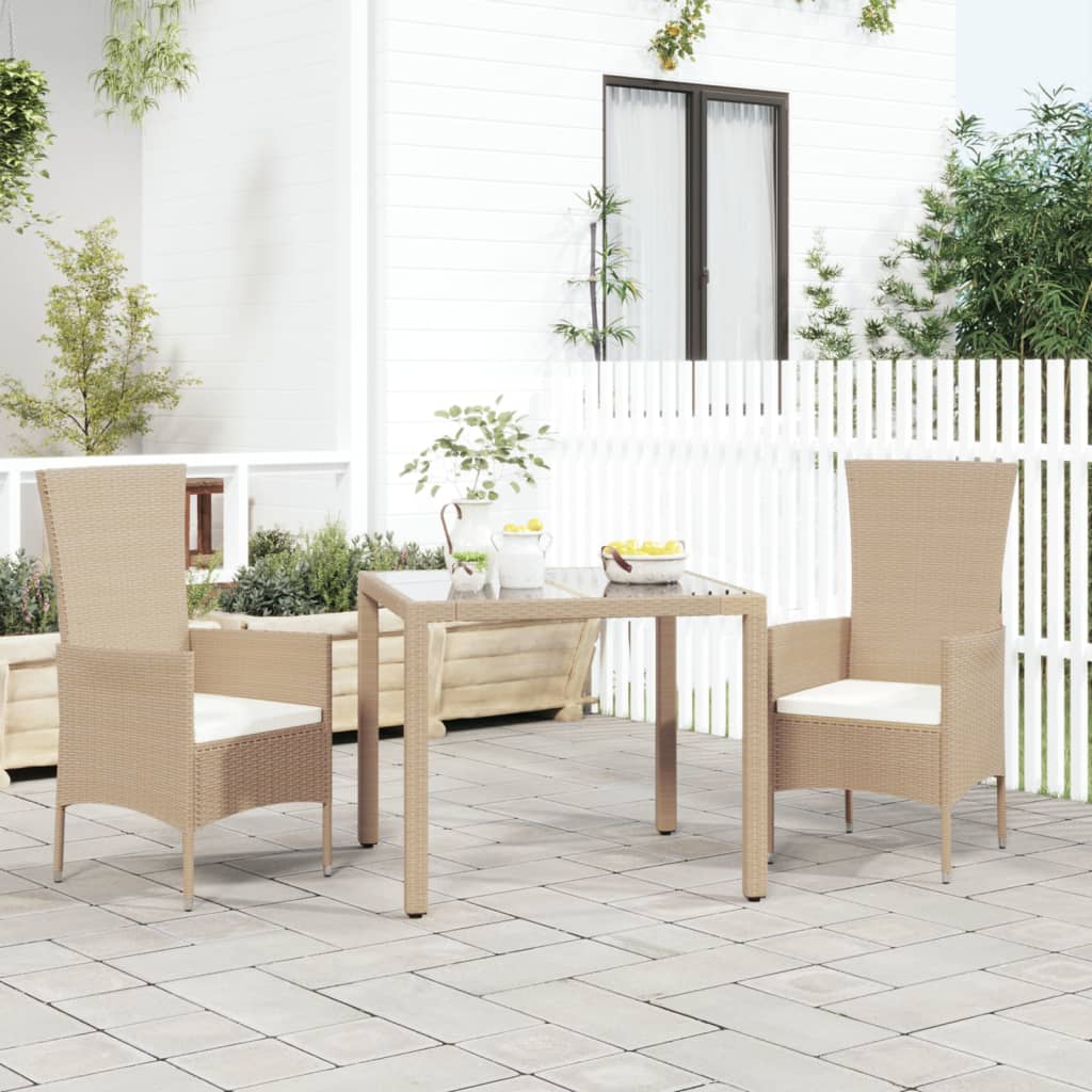 vidaXL Zahradní židle s poduškami 2 ks polyratan béžové