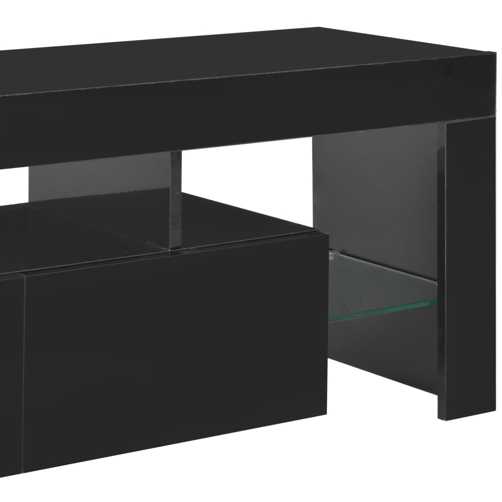 vidaXL TV skříňka s LED osvětlením černá s vysokým leskem 130x35x45 cm