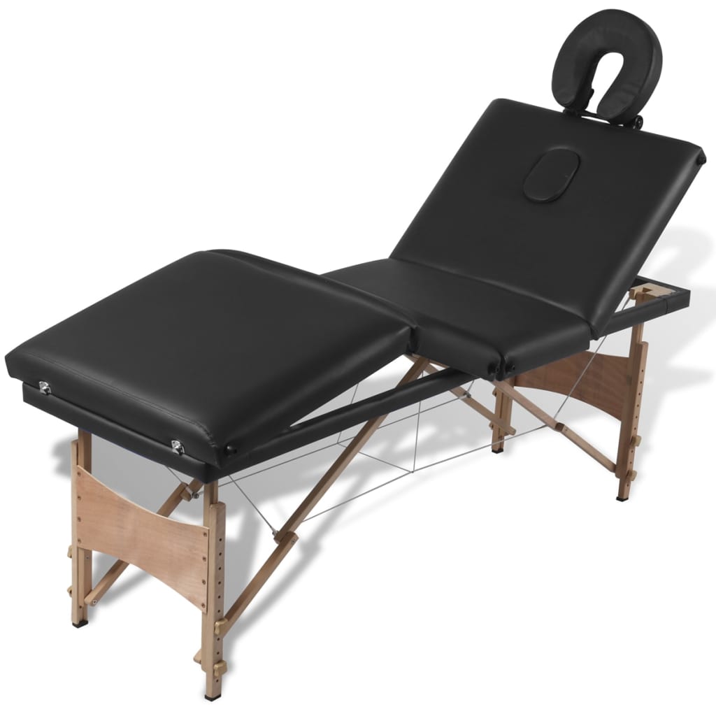vidaXL Černý skládací masážní stůl se 4 zónami a dřevěným rámem