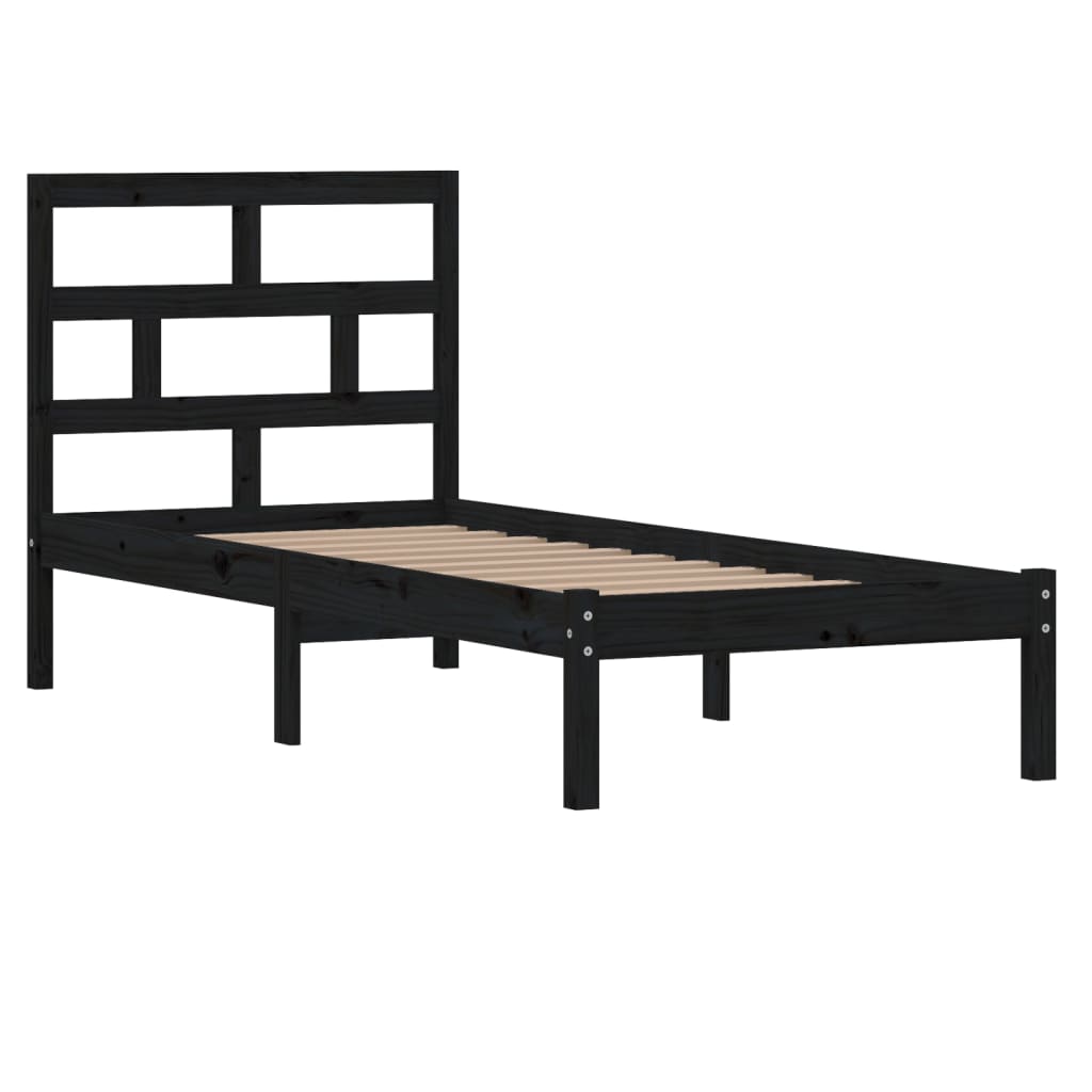 vidaXL Rám postele černý 75 x 190 cm Small Single masivní dřevo