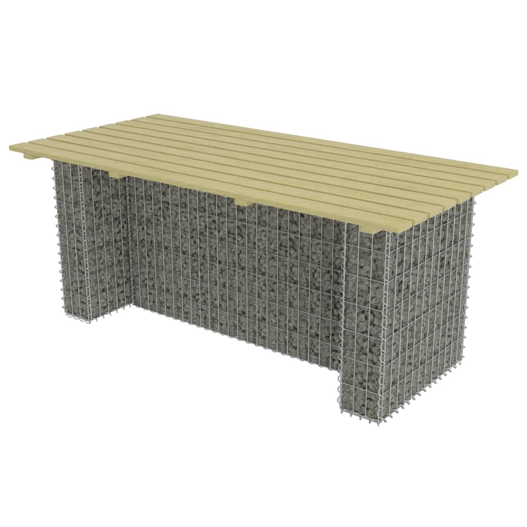 vidaXL Zahradní stůl s ocelovým gabionem 180 x 90 x 74 cm borové dřevo