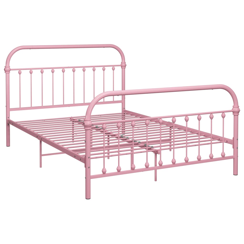 vidaXL Rám postele růžový kov 140 x 200 cm