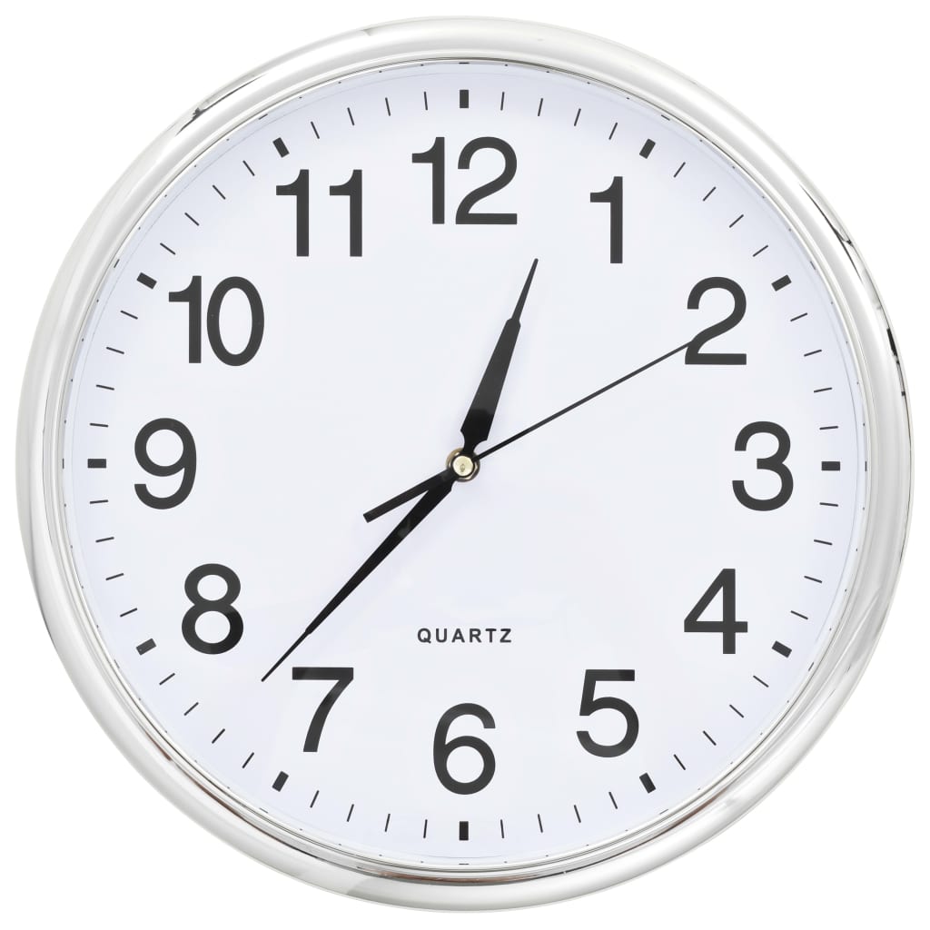 vidaXL Nástěnné hodiny se strojkem Quartz 36 cm stříbrné