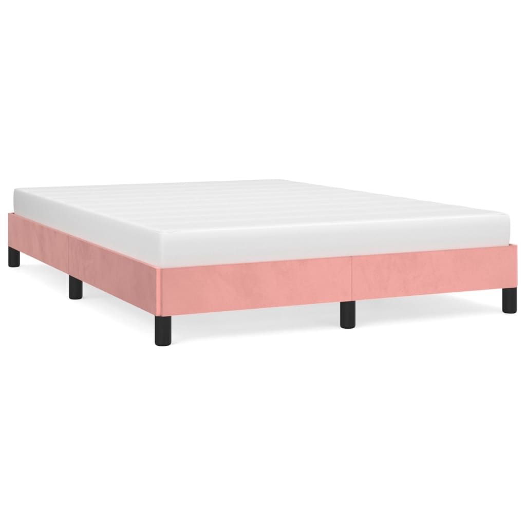 vidaXL Rám postele růžový 140 x 190 cm samet