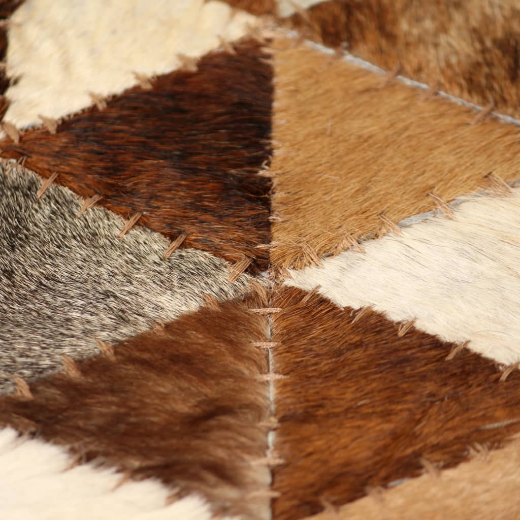 vidaXL Koberec patchwork pravá kůže 160x230 cm trojúhelníky hnědobílý