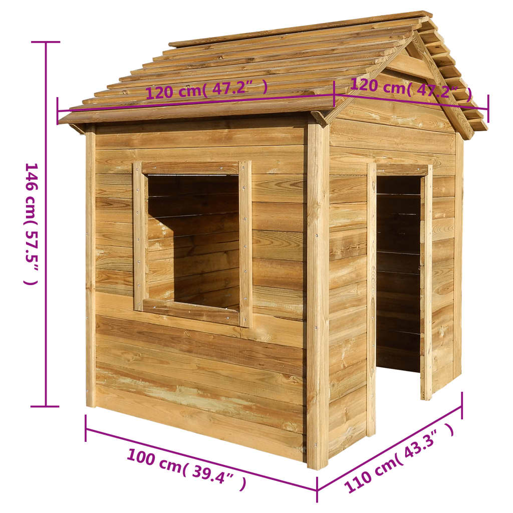 vidaXL Zahradní domeček pro děti 120 x 120 x 146 cm borové dřevo