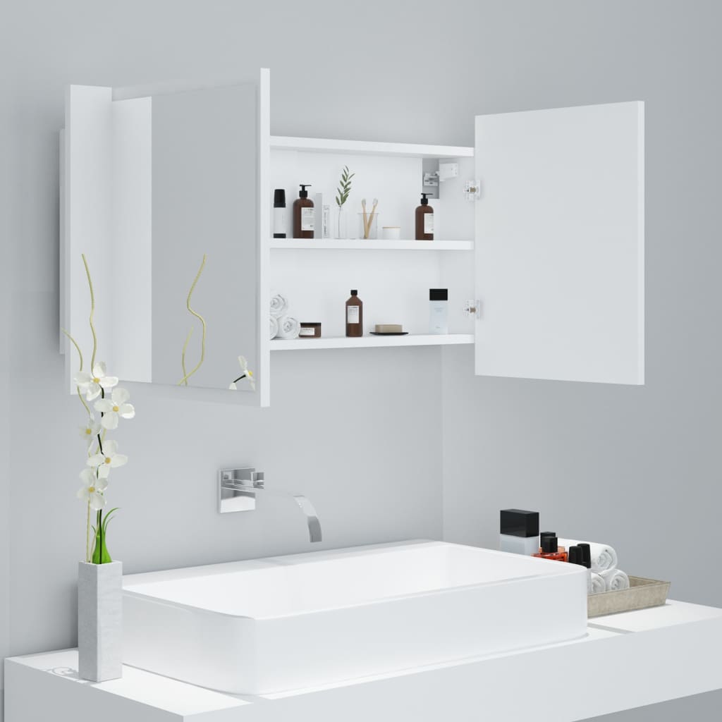 vidaXL LED koupelnová skříňka se zrcadlem bílá 90 x 12 x 45 cm akryl