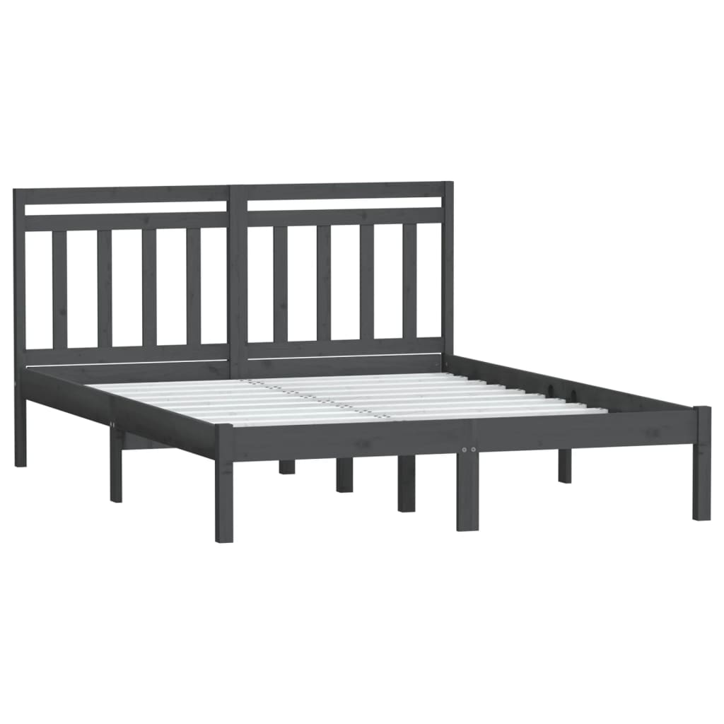 vidaXL Rám postele šedý 120 x 190 cm Small Double masivní dřevo