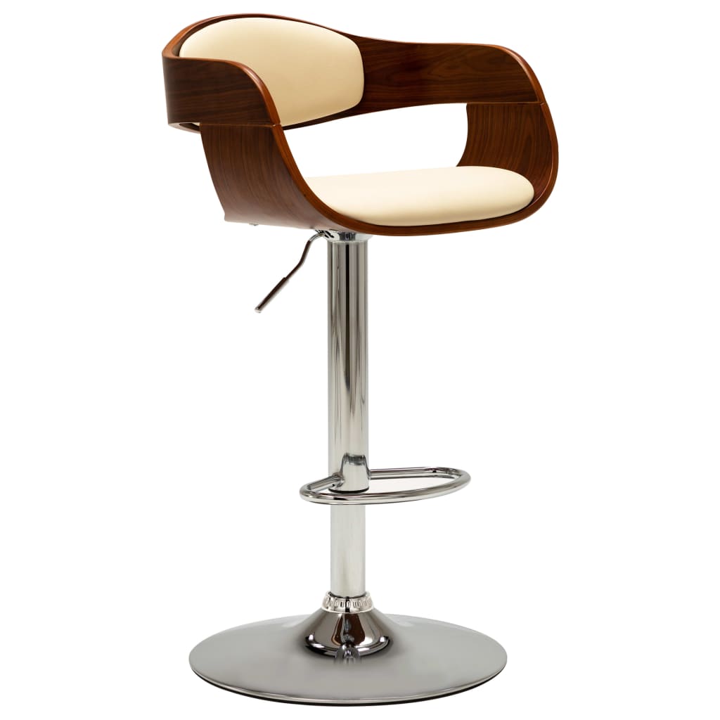 vidaXL Barové židle 2 ks krémové ohýbané dřevo a umělá kůže
