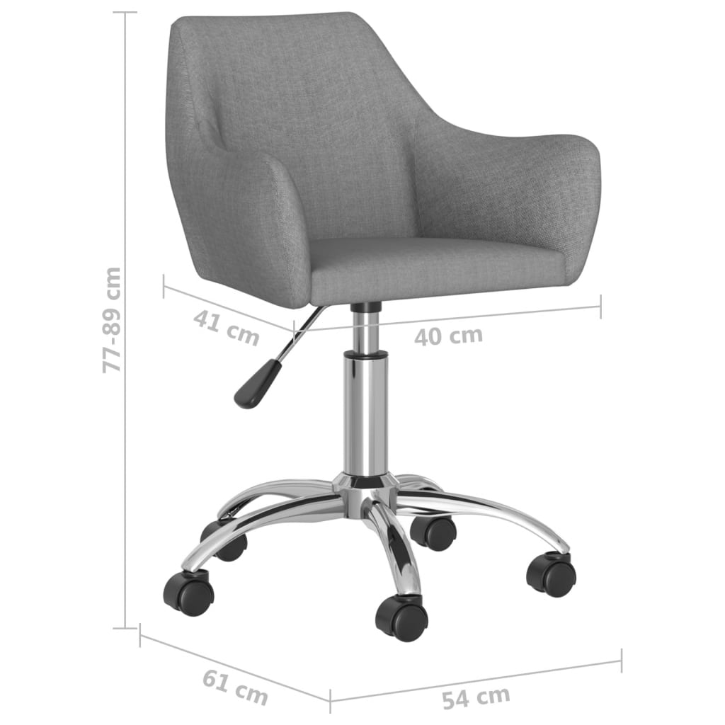vidaXL Otočná kancelářská židle světle šedá textil