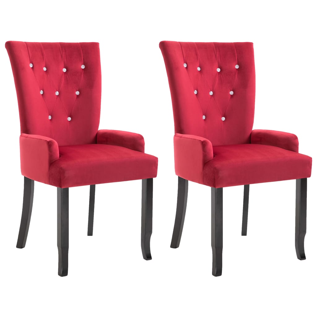 vidaXL Jídelní židle s područkami 2 ks červené samet