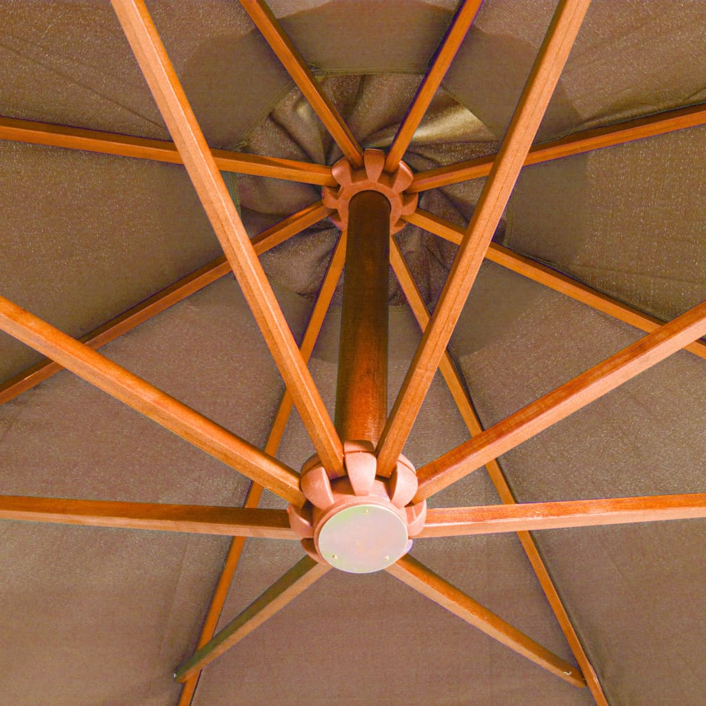 vidaXL Závěsný slunečník s tyčí taupe 3,5 x 2,9 m masivní jedle