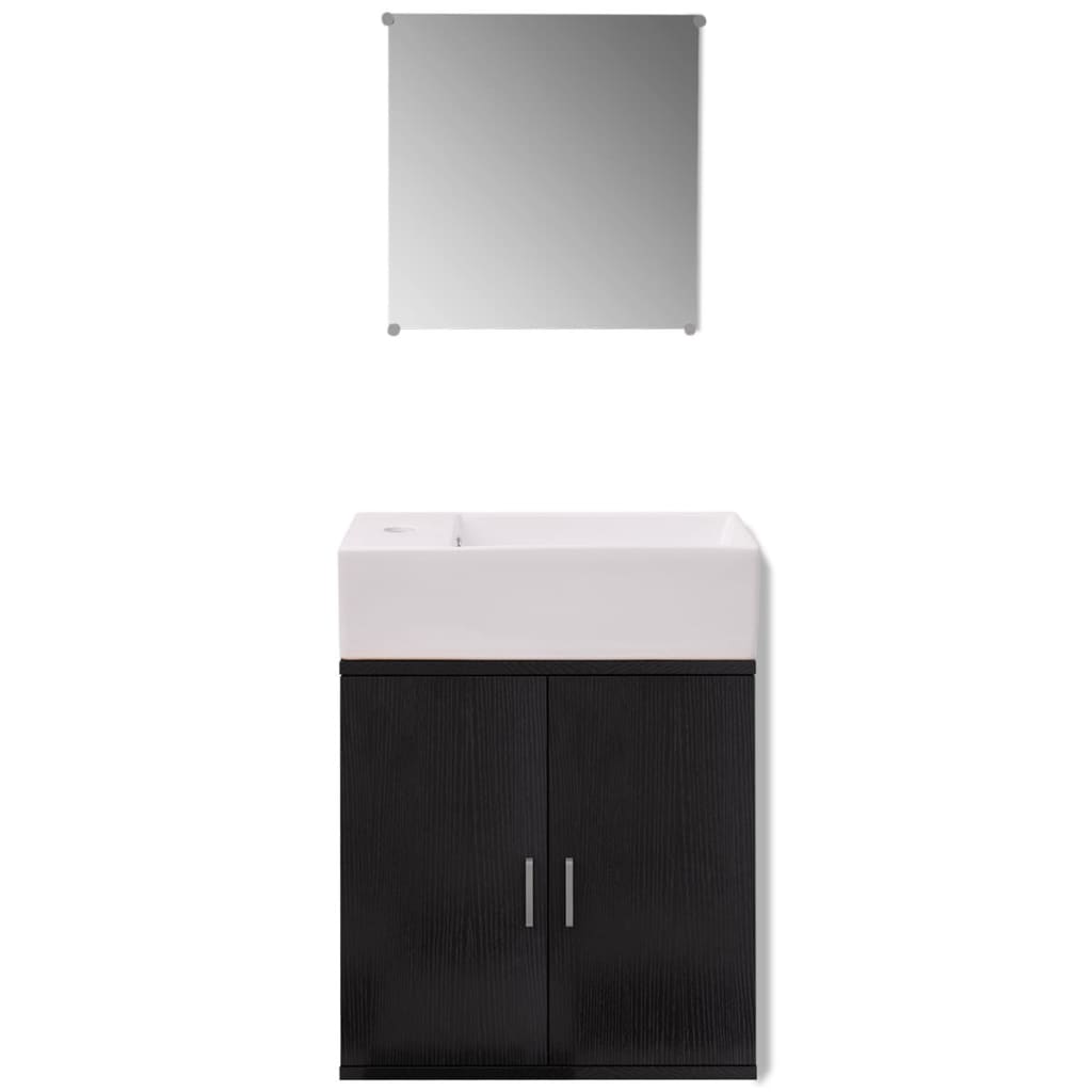 vidaXL 3dílný set koupelnového nábytku a umyvadla černý