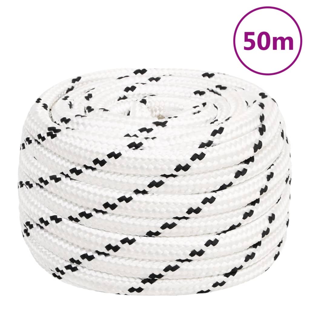 vidaXL Splétané lodní lano bílé 16 mm x 50 m polyester