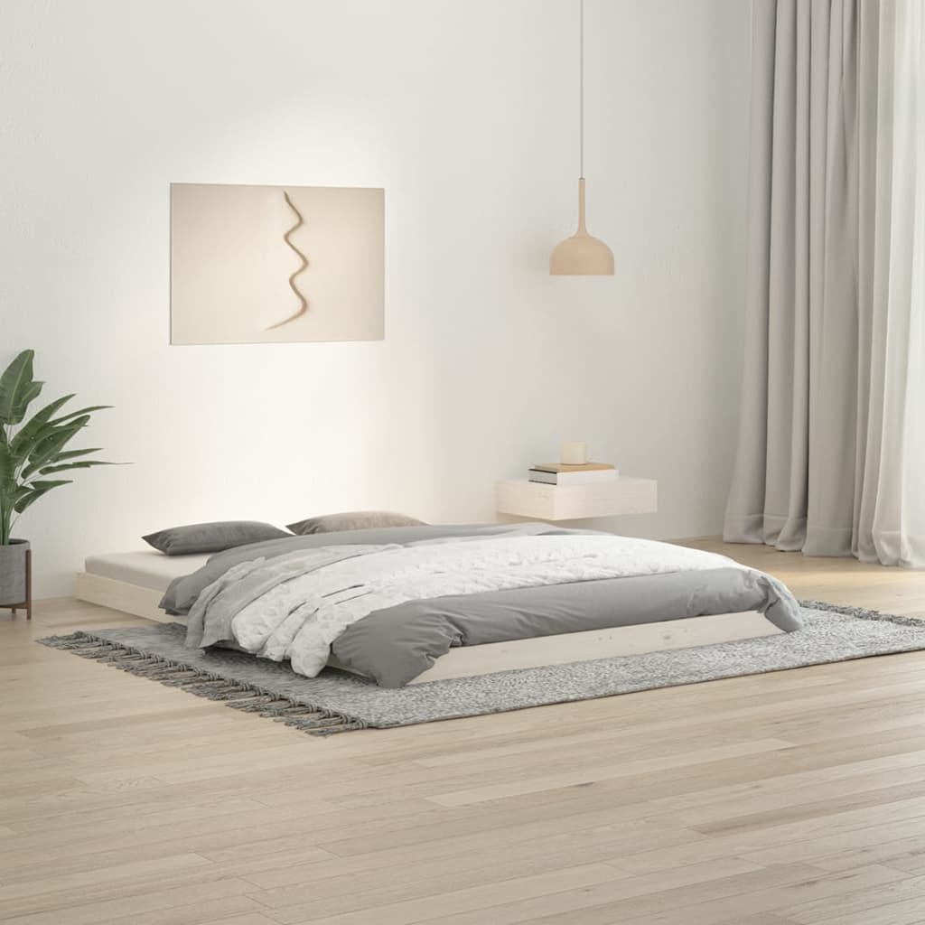 vidaXL Rám postele bílý 135 x 190 cm Double masivní borové dřevo