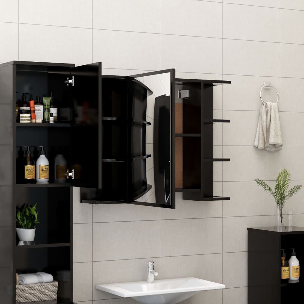 vidaXL Koupelnová skříňka se zrcadlem černá 80x20,5x64 cm dřevotříska