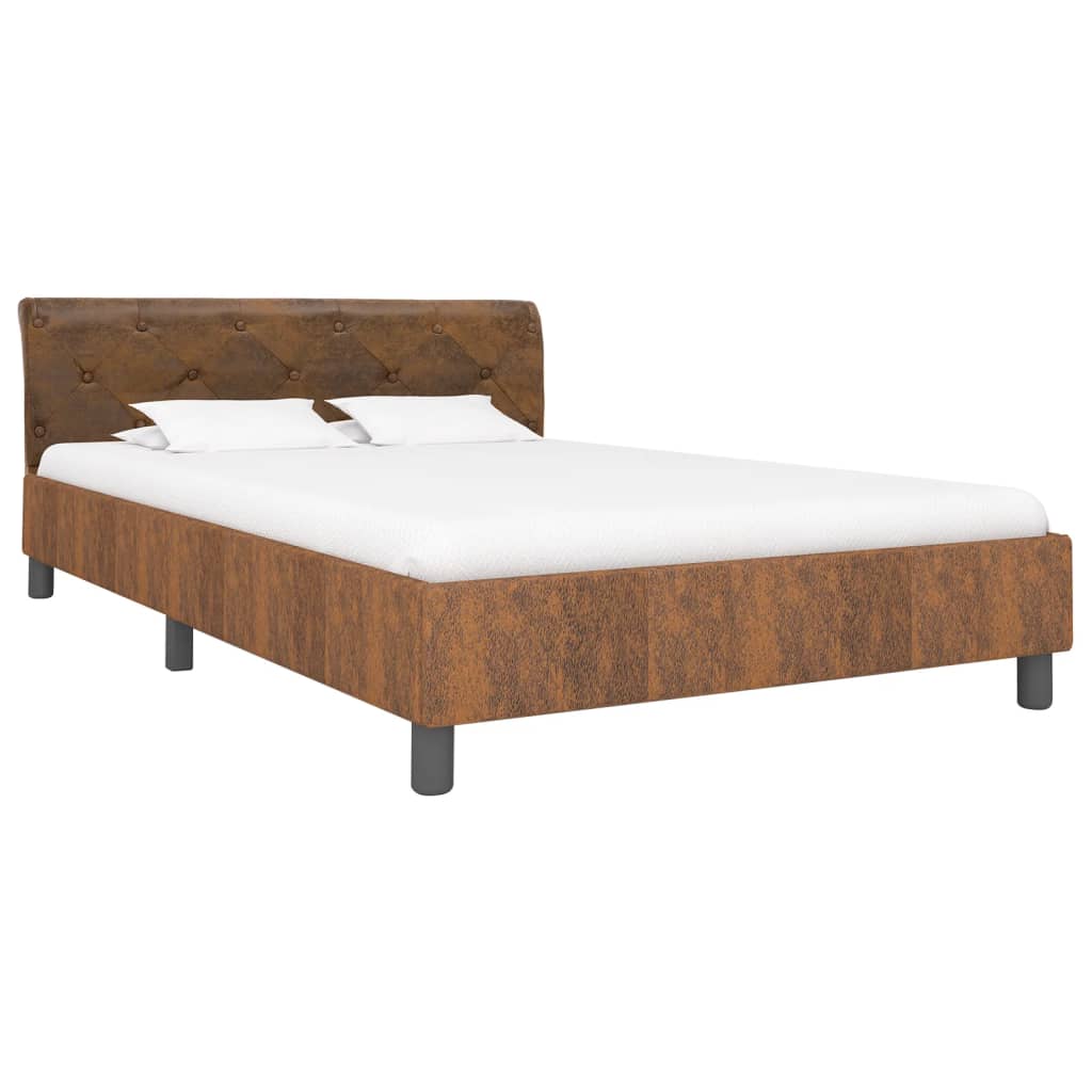 vidaXL Rám postele hnědý umělá broušená kůže 140 x 200 cm