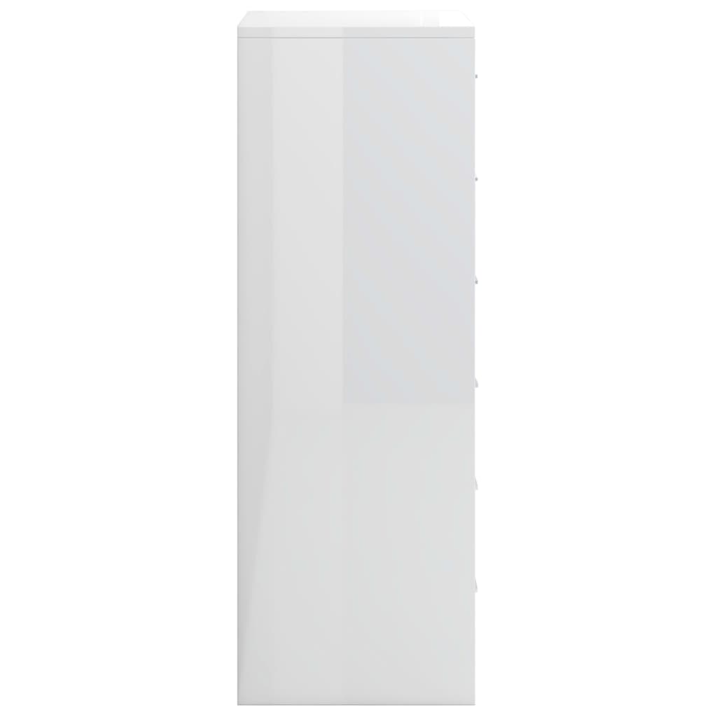 vidaXL Příborník se 6 zásuvkami bílý s leskem 50x34x96 cm dřevotříska
