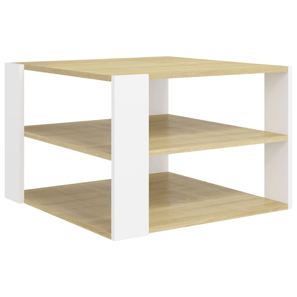 vidaXL Konferenční stolek dub sonoma a bílý 60x60x40 cm dřevotříska