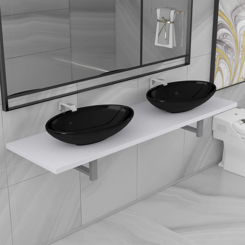 vidaXL 3dílný set koupelnového nábytku keramika bílý