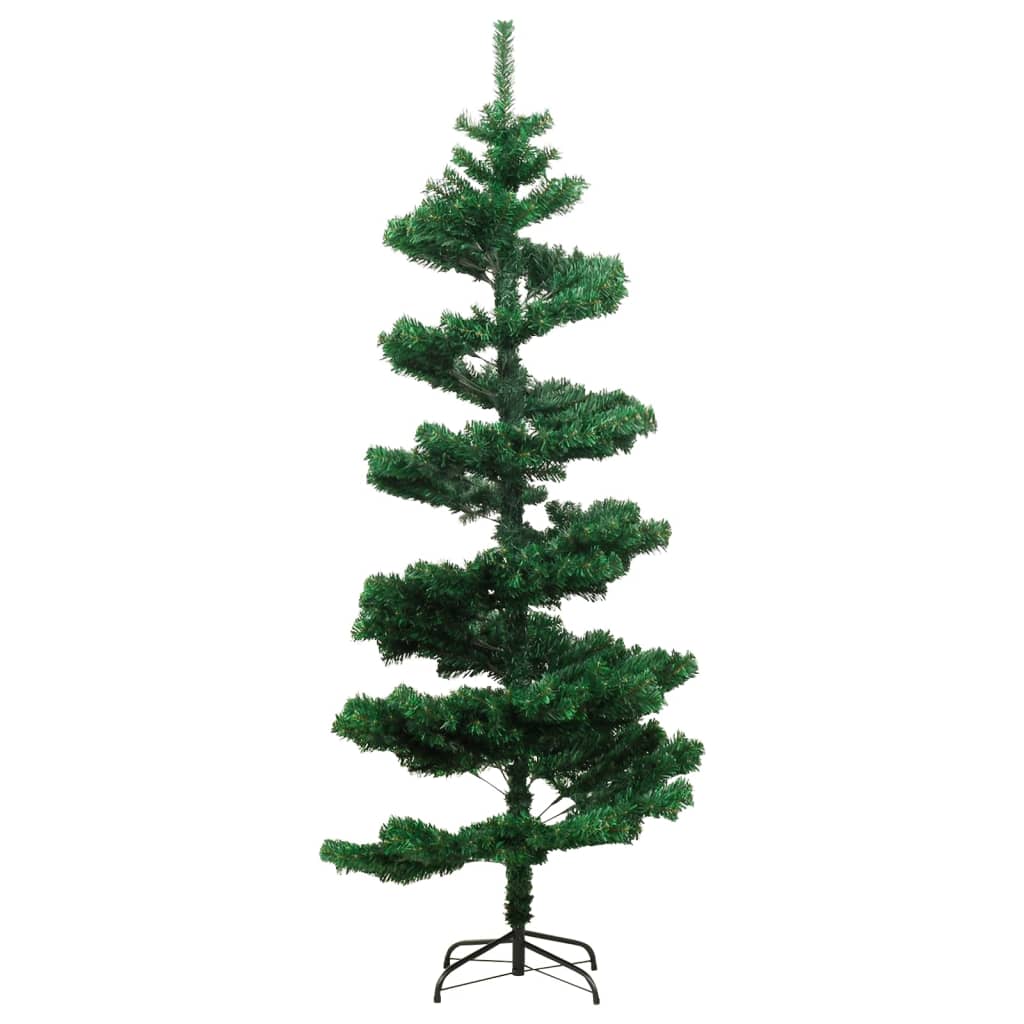 vidaXL Spirálový vánoční stromek s LED a stojanem zelený 180 cm PVC