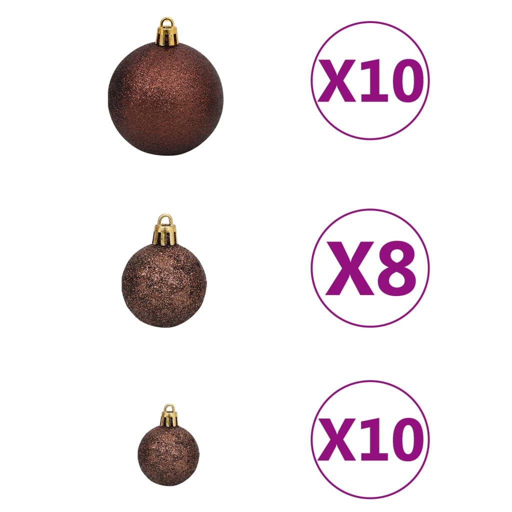 vidaXL Umělý sklápěcí vánoční stromek s 300 LED a koulemi 210 cm