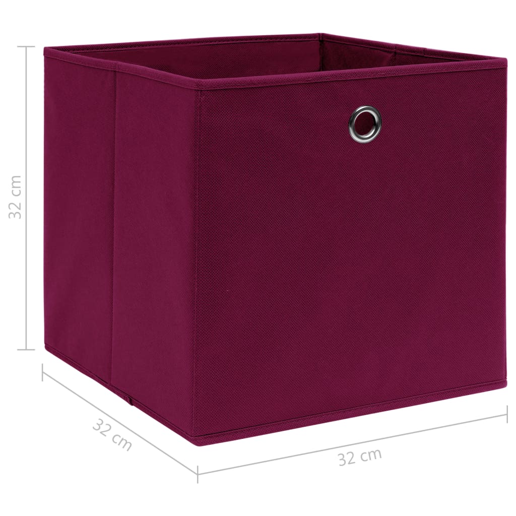 vidaXL Úložné boxy 4 ks tmavě červené 32 x 32 x 32 cm textil
