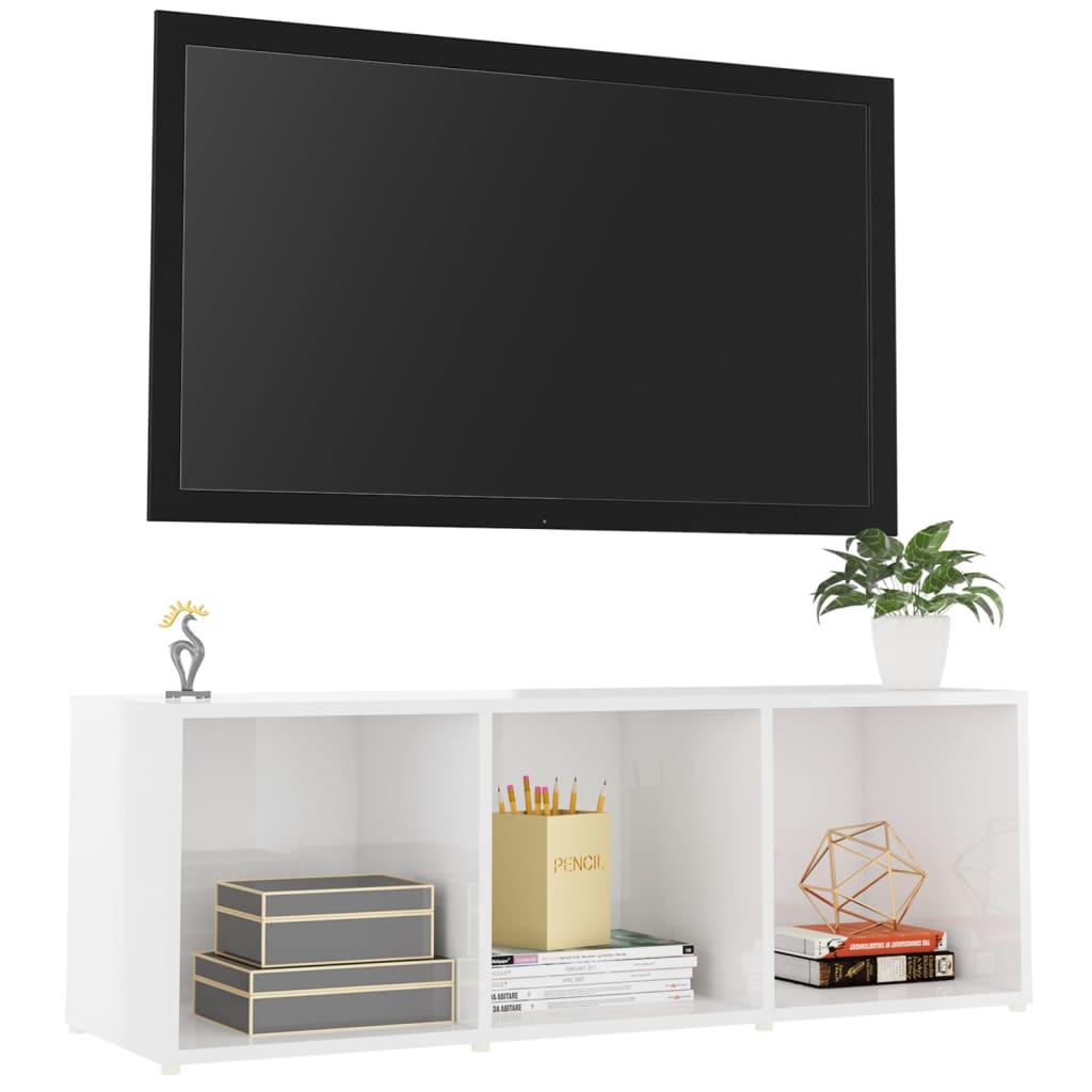 vidaXL TV stolek bílý s vysokým leskem 107 x 35 x 37 cm dřevotříska