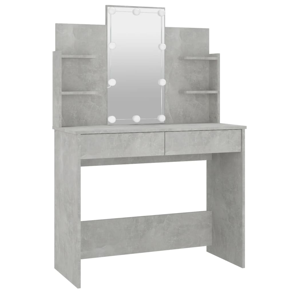 vidaXL Toaletní stolek s LED betonově šedý 96 x 40 x 142 cm