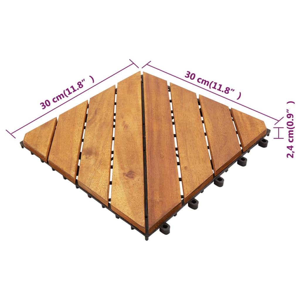 vidaXL Terasové dlaždice 30 ks hnědé 30 x 30 cm masivní akáciové dřevo