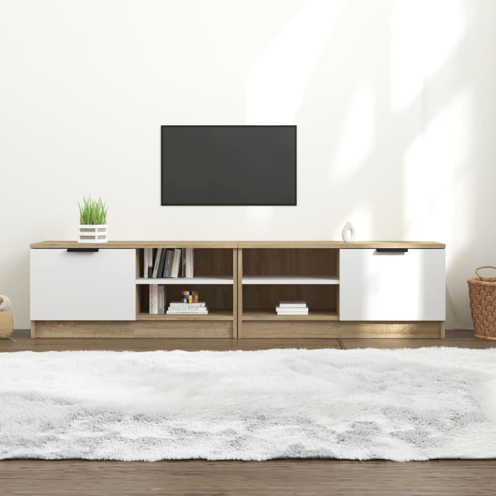 vidaXL TV skříňky 2 ks bílé a dub sonoma 80x35x36,5cm kompozitní dřevo
