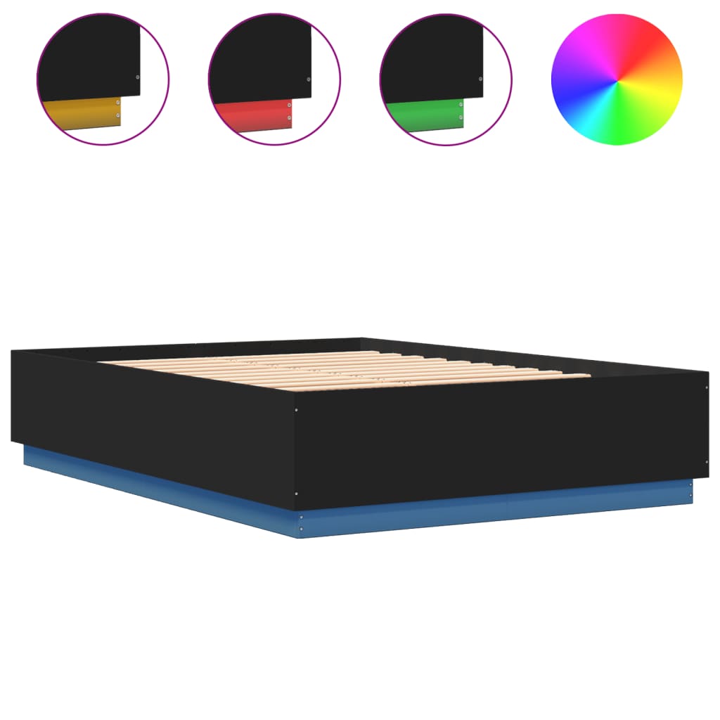 vidaXL Rám postele s LED osvětlením černý 120x200 cm kompozitní dřevo