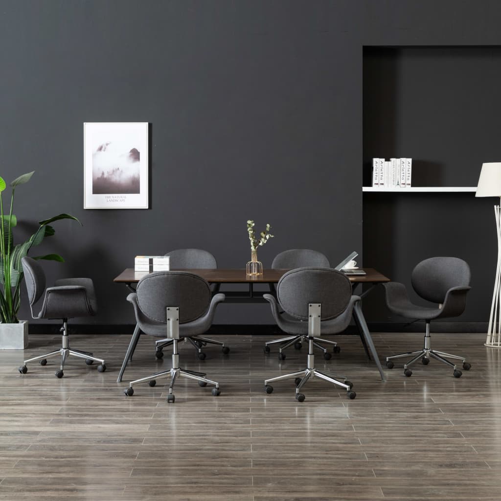 vidaXL Otočné jídelní židle 6 ks šedé textil