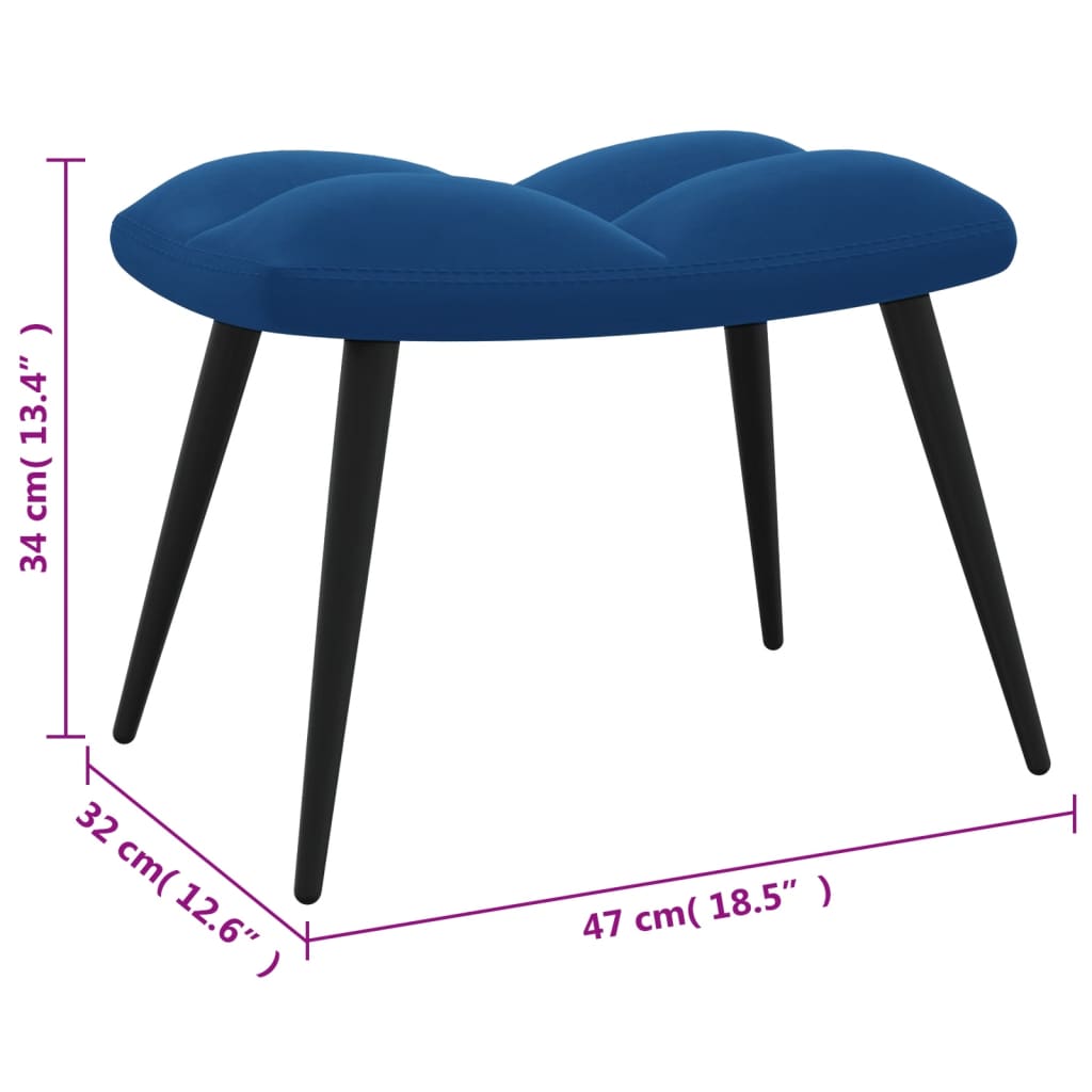 vidaXL Relaxační křeslo se stoličkou modré samet