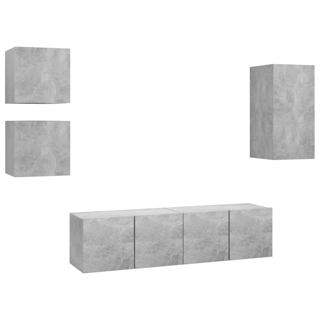 vidaXL 5dílný set TV skříněk betonově šedý dřevotříska