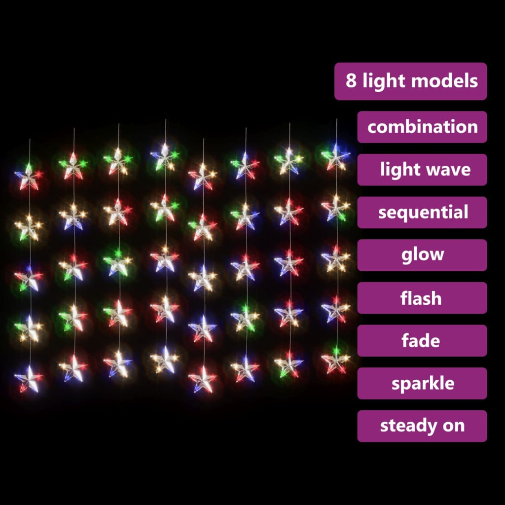 vidaXL Světelný závěs hvězdičky 200 LED pestrobarevné světlo 8 funkcí