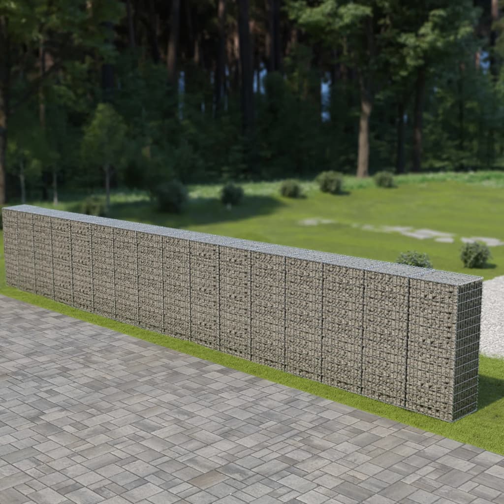 vidaXL Gabionová zeď s víky z pozinkované oceli 900 x 50 x 150 cm