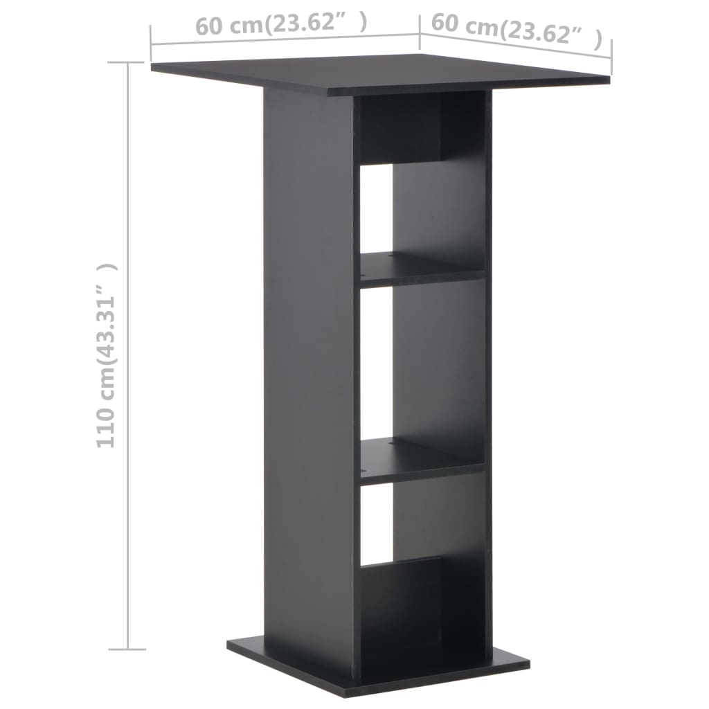 vidaXL Barový stůl černý 60 x 60 x 110 cm